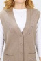 Beige Steel Knitted 5-Button Mother Vest - Chest Embroidered - 2