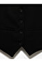 Crepe Scuba Fabric Lining Slim Fit V-Neck Sleeveless Button Vest - 6