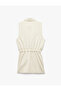 Lined Double Breasted Sleeveless Belted Long Blazer Vest - 4
