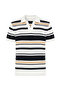 Men's Mustard Color Striped Polo Collar Short Sleeve Knit Sweater - 6