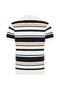 Men's Mustard Color Striped Polo Collar Short Sleeve Knit Sweater - 7