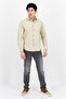 Men Regular Fit Embroidered Logo Long Sleeve Casual Shirt, Beige - 3