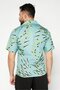 Men Regular Fit Allover Printed Short Sleeves Casual Shirt, Teal - 3