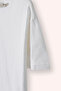 Boy's Crew Neck Short Sleeve Ecru T-Shirt with Back Print Detail - 2