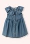 Baby Girl Wide Collar Blue Dress with Embroidery Detail