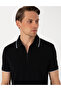 Black Slim Fit 100% Cotton Zippered Polo Collar T-Shirt 50307516-Vr046 - 2