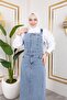 Strappy Buttoned Denim Salopet Blue - 5