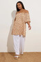 Plus Size Off Shoulder Short Sleeve Button Detail Print Blouse 322680 - 4