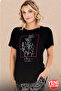 Lady Floral Pattern Sleepwear Crew Neck Short Sleeve Pajamas Set 12597 - 2