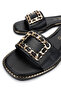 Women's Genuine Leather Black Leather Flat Slippers - 3