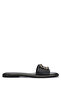 Women's Genuine Leather Black Leather Flat Slippers