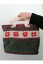 Wool Hand Knitted Handbag with Plastic Handle