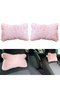 Soft Plush Orthopedic Car Travel Neck Pillow 2-Pack Powder Pink