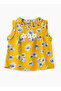 Girls Yellow Floral Sleeveless Ruffle Top - 2