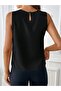 Women's Zero Sleeve Crew Neck Front Pleated Imported Crepe Blouse - 2