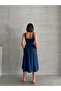 Square Neck Belt Detailed Denim Dress Missel8995 - 7