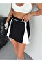 Women's White Mini Skirt with Garnish/Rib with Internal Leggings - 8