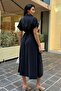 Women's Short-Sleeve Summer Fabric-Collared Belted Midi Shirt Dress - 4