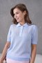 Polo Neck Openwork Short Sleeve Polo Knitwear Sweater - 3