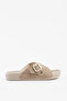 Women's Beige Cross Buckle Slippers 2cm Byndrp01 - 6