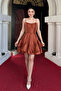 Taffeta Satin Fabric Mini Dress - Tile