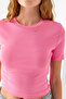 Women's Crew Neck Crop T-Shirt with Accessories Pink - 25792 - 5