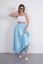 Women's Poplin Fabric Fleto Pocket Long Seasonal Blue Skirt (90cm) - 3