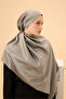 Gray Black Plain Double Sided Silk Shawl Model - 3
