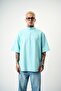 Men's Be Kind Embroidered Half Zipper Oversize T-Shirt Baby Blue - 2