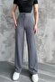 Women's New Season Wide-Leg Corded Fabric Transitional Trousers with Elastic Waist - 2