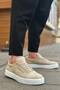 Men's Beige White Suede Daily Lace-Up Orthopedic Flexible Comfortable Thick Sole Classic Sports Shoes Sneaker