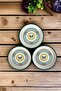 16 cm 3 Piece Enamel Plate, Coffee Plate for 3 People, Service Plate, Snack Plate, Gift - 4