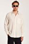 Regular Fit Classic Cut Oversized Linen Look Cotton Pack Striped Drapey Comfortable Pocketed Sports Shirt - 2