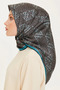 Dj Pure Silk Scarf 9228D (S) (Sura) 90 X 90 Petrol - 04 - 3