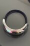 Silver Color Thin Metal Detailed Rubber Ponytail Cuff Buckle - 2