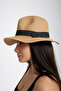 Women's Straw Hat Summer Wide Brim Ribbon Camel Beach Trilby Model - 6