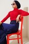 Turtleneck Gathered Red Sandy Blouse Body Badi