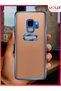 Lou Laser Transparent Silicone Case with Metallic Blue Lens Protector on the Edges for Samsung Galaxy S9