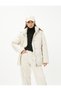 Puffer Jacket Stand Collar Relax Fit Snap Fastener