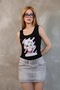 Crystal Stone Thick Strap Black Cotton Sleeveless Tshirt Women's Athlete Body - 5