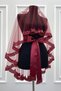 Burgundy Bridal Veil Set with Sparkling Crystal Glass Beads, Pearls and Sequins Embroidered Henna Veil 6 Pieces - 8