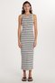 Women's Slim Fit Slim Fit Zero Sleeve Crew Neck Striped Dress - 4