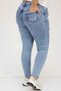 9184-11 Large Size Elastic Waist Skinny Leg Long Jeans - Snow Wash Blue - 5