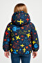 Girl's Fleece-Lined Hooded Helicopter Patterned Winter Puffer Coat & Jacket & Parka - 2