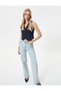 X Selected by Melis Ağazat - V-Neck Buttoned Glitter Stripe Vest