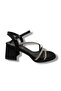 488-25 Satin Square Heel Stone Women's Sandals - 2