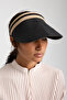 Wide Brim Black Color Sun Protection Women's Summer Straw Visor Hat - 5