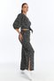 Women's Patterned Blouse Loose Trousers Set - 8