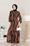 Leopard Print Viscon Dress with Tunnel Waist - Black