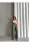 Wide Leg Cord Detailed Linen Blend Trousers Mısspl2636 - 2